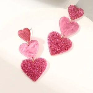 Graduating Sized Glitter Heart Stud Earrings
